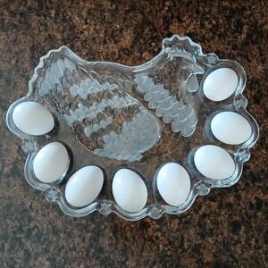 Studio‎ Nova Crystal Glass Chicken Shaped Egg Plater